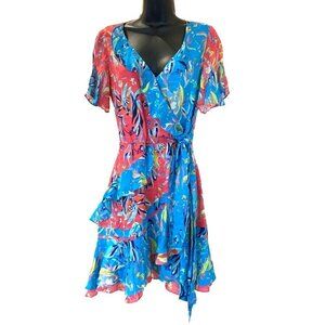 Tanya Taylor SILK dress Fun flirty ruffles everywhere vibrant colors